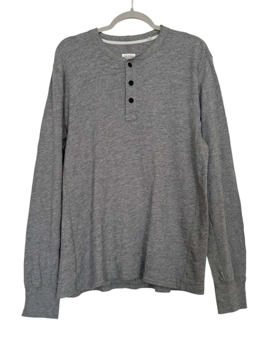 rag & bone Classic Flame Henley – Men’s Size Large – Heather Grey